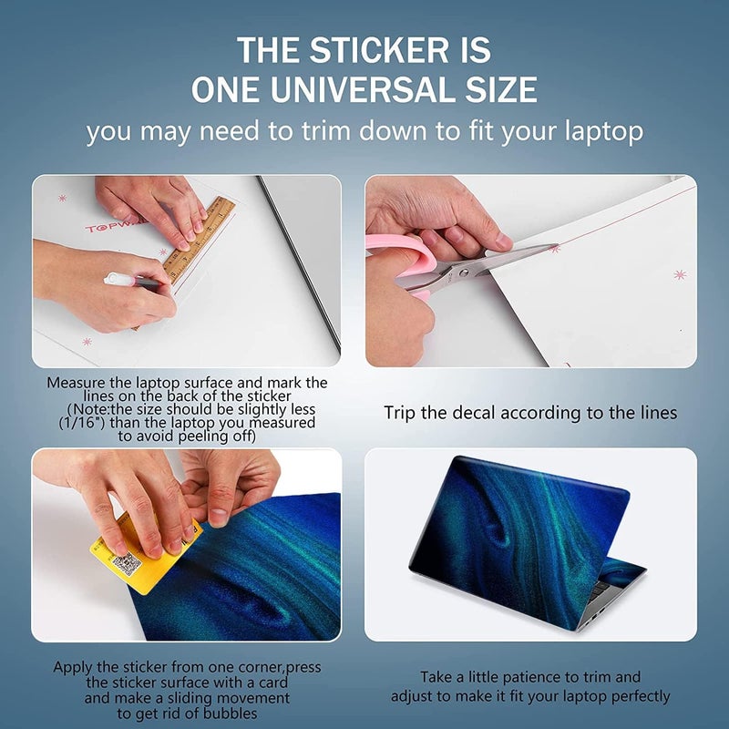 AORTDES Laptop Skin Sticker Decal 15-15.6 Inches, Universal Reusable Vinyl Sticker for 12.1 13 13.3 14 15.4 Inches Netbook/Notebook PC, Waterproof & Scratch-Resistant (Blue Quicksand) - Image 2